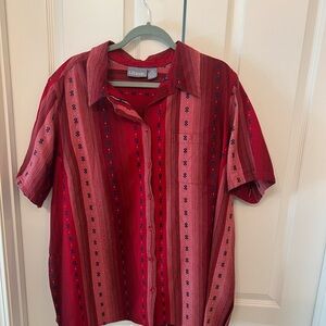 Liz & Me 3x Red Short Sleeve western cotton button-up